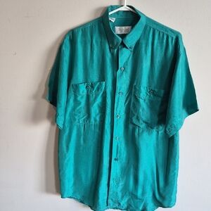 Teal Short-Sleeve Button-Down Shirt